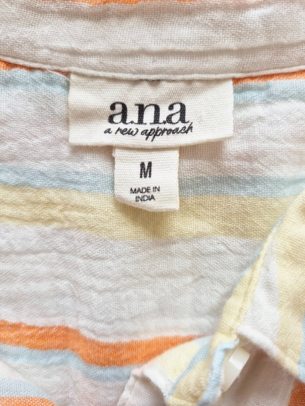 ANA NWT Cotton Gauze Multicolor Striped Shirt Tunic Size M - Picture 7 of 14